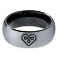 thumbnail image 2 of Tungsten Keltic Celtic Knot Heart Shape Band Ring 8mm Men Women Comfort Fit Black Dome Brushed Gray Polished, 2 of 4