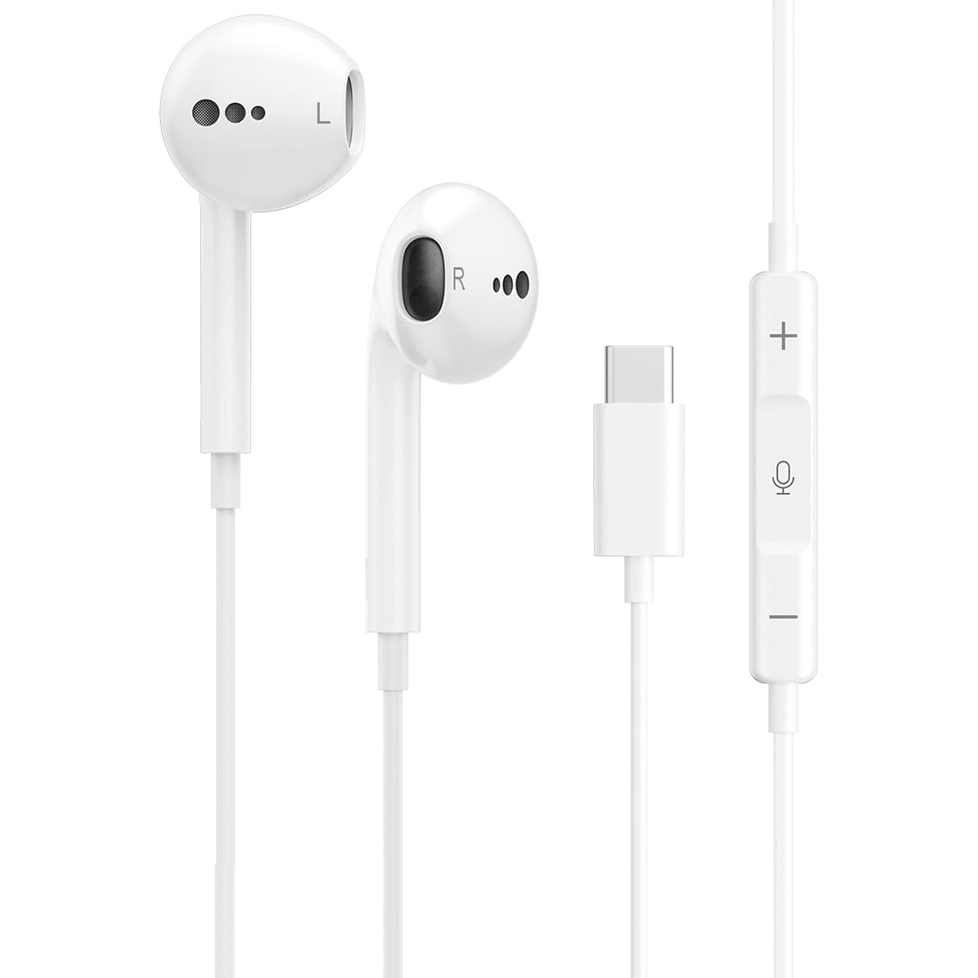 Wired Headphones USB C – Wired Earbuds for iPhone 17/16/15, Type C Earphones with Microphone & Remote Control, USB C Wired Earbuds for Apple iPhone, Android, iPad, S25/S24 Ultra, Pixel 9