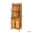 thumbnail image 3 of Bookshelf Display Case, Wooden Bookcase with Rattan Door Cabinet, 1 Drawer and Open Storage Shelves, Farmhouse Bookcase Freestanding Floor Cabinet for Living Room Home Office, Oak, 3 of 7