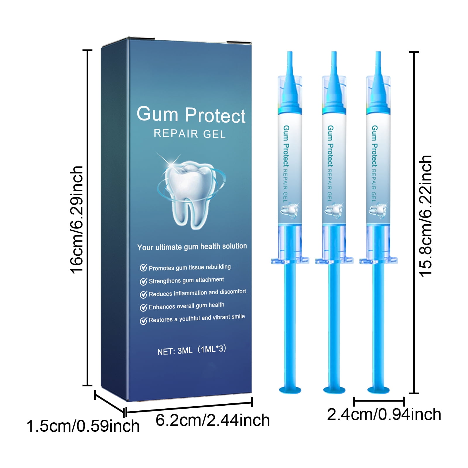 Alvantor Gum Repair Gel for Receding Gums, Teeth Whitening Essence Pen, Deep Cleaning Oral Care Fresh Breath, 3PCS