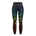 thumbnail image 5 of Renewold Rainbow Paw Print Pocket Yoga Leggings for Women Yoga Pants Tights Ultra Soft Slim Basic Pants Casual Active Yoga Leggings for Workout Sports Disco Party, XL, 5 of 8