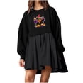 thumbnail image 1 of Pisexur Robes de Noël pour Femmes Mode Imprimé Noël Robes de Vacances Décontractées Col Rond Manches Longues Robe Fluide à Étages Mini Robe de Fête, 1 of 4