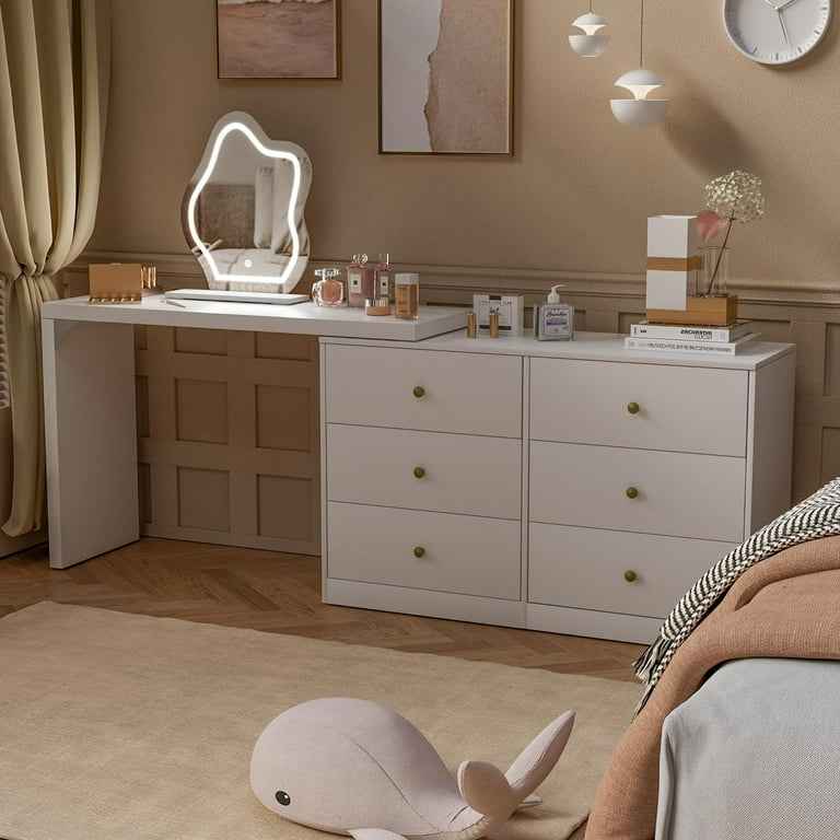 PAKASEPT Makeup Vanity Desk with Lights, Extendable Vanity