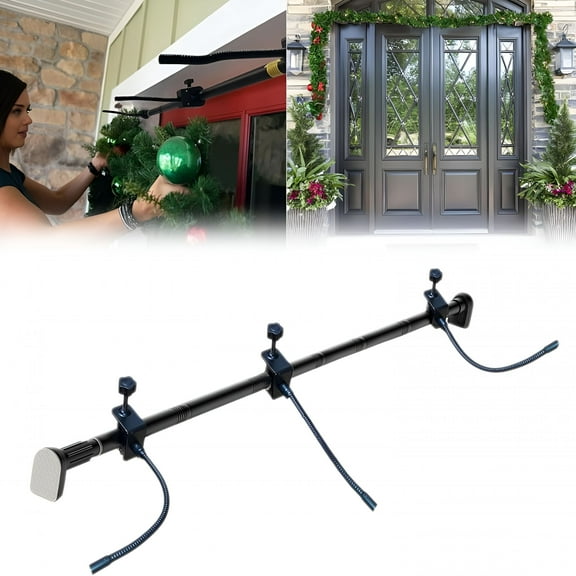 LAMIRO Adjustable Garland Hanger for Front Door-No Screws No Damage Heavy-Duty Outdoor Christmas Decor,Fits 32"-80" Door Frames,Holds Wreaths Lights Swags-Weather-Resistant Garland Holder