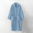 thumbnail image 2 of Bcresic Womens Fuzzy Robe Long Winter Warm Bathrobe Long Sleeve Nightdress Soft Fluffy Sleepwear Thick Fleece Nightgown with Pocket for Women Clearance Saving,Blue,Medium, 2 of 8