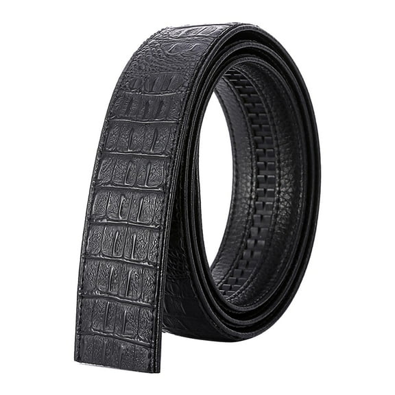 Wxqbjtam Automatic Buckle Belts No Buckle Belt Men Leather Waist Strap Jeans Belt - Type D Black