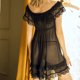 thumbnail image 3 of Gibobby Conjunto ropa interior mujer Lencería para mujer con encaje frontal abierto, ropa de dormir halter Nighty(Negro, Talla única), 3 of 5
