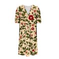 thumbnail image 5 of GaThRRgYP Hidden Pockets Short Sleeve V-Neck Dress-Functional Design,Womens Summer Pockets Printing Dresses Loose V-Neck Short Sleeve Dresses Khaki XXXXXL, 5 of 5