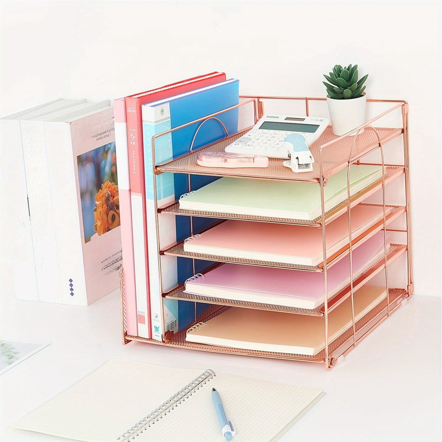 INTIGE 5-Tier Desk Organizer with File Holder, Paper Organizer with Letter Tray