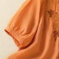 thumbnail image 5 of Womens Summer Gauze Tops Vintage Floral Embroidered 3/4 Sleeve Top Loose Fit Boho Dressy Casual Blouses Trendy, 5 of 7