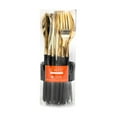 thumbnail image 3 of Plastic Two Tone Gold Black Disposable Silverware 32 Piece Heavy Duty Cutlery Set with 16 Forks, 8 Spoons & 8 Knives Elegant Reusable Flatware Utensils for Home Wedding Party by HomeyGear, 3 of 3