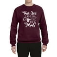 thumbnail image 2 of Wild Bobby This Girl Runs On Coffee And Jesus Inspirational/Christian Unisex Crewneck Graphic Sweatshirt, Maroon, Large, 2 of 5