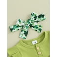thumbnail image 6 of Suealasg Infant Boys Girls Irish Festivals Outfit 3 6 9 12 18 Months Baby Long Sleeve Shamrock Print Romper Dress + Headband Set 0-18M 2Pcs Newborn Girl Spring Clothing, 6 of 9