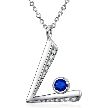 DVEATR Initial V Necklace for Women 925 Sterling Silver Alphabet V Letter Necklace with Sapphire Birthstone Initial V Pendant Necklaces Gift for Mom Wife Girlfriend.