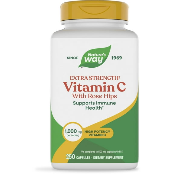 Nature's Way Extra Strength‡ Vitamin C with Rose Hips Capsules, Supports Immune Health*, 250ct