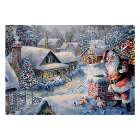 Korsch Advent - Santa on Roof - 8"H x 11.5"W x .1"D