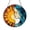 Acrylic 3.5 Inch, variant on Decorative Stained Glass Sun Face Window Hanging with Flowing Cool Tone Hair, Radiant Red Yellow Beams, Circular Art Panel