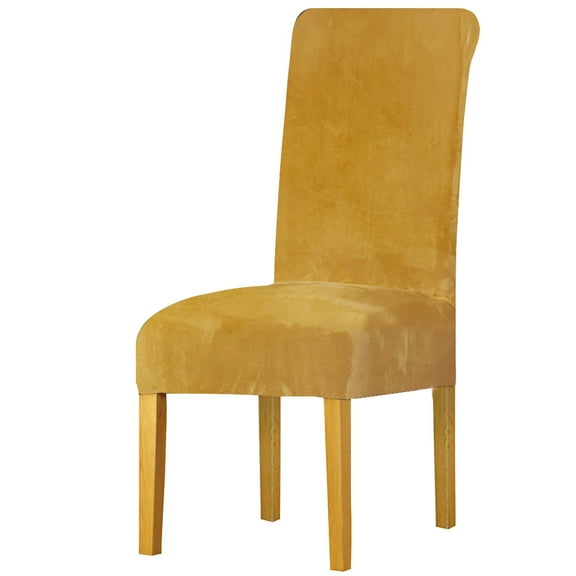 Nvzi Velvet Chair Cover -2 pieces of one size fits all stretch chair cover, velvet fabric restaurant cover, machine washable chair cover, furniture protective cover, Yellow