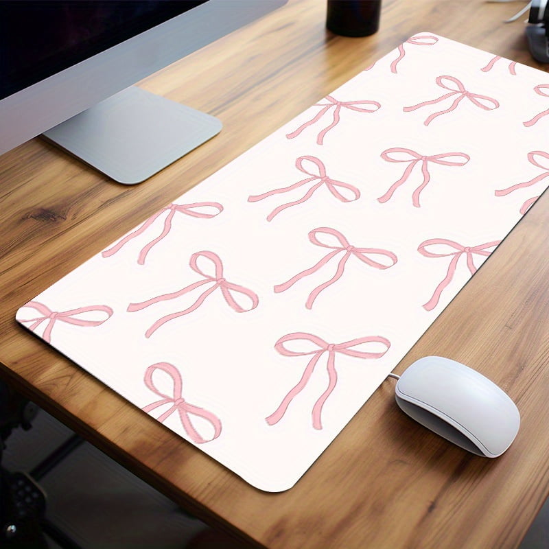 Pink Bow Large Gaming Mouse Pad - Non-Slip, Aesthetic Desk Mat For Women & Girls - Perfect Birthday Gift