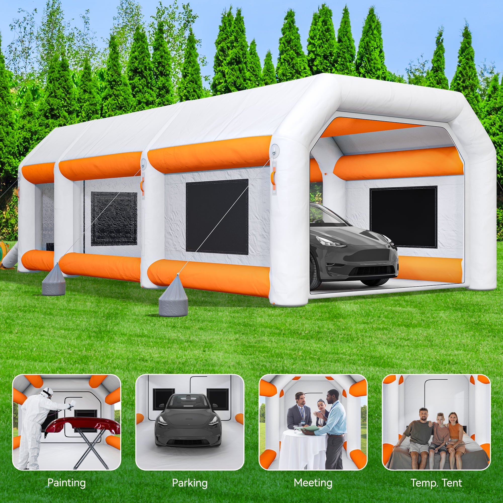 Edrosie Inc Portable Inflatable Paint Booth Large Spray Booth Car Paint Tent  w/Air Filter System & Blowers