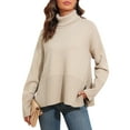 thumbnail image 4 of PrettyGuide Women's Oversized Turtleneck Sweaters Casual Long Sleeve Side Slit Knit Tunic Pullover Sweater Tops, 4 of 9