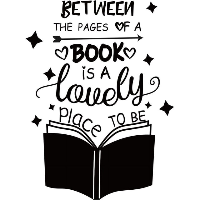 Adhesivo de pared de PVC con temática de libro y estrellas, citas inspiradoras, vinilo decorativo para pared