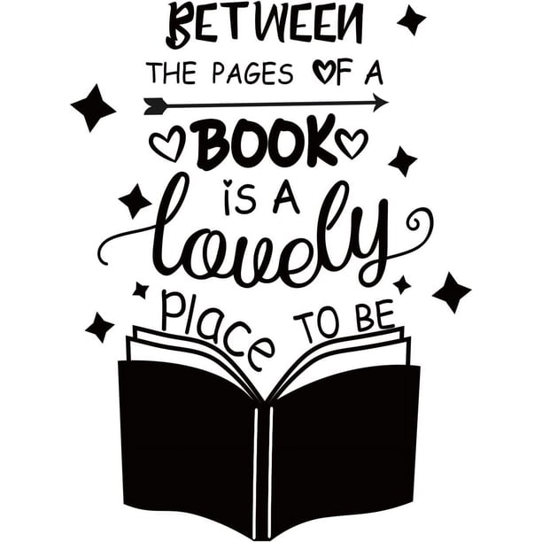 Adhesivo de pared de PVC con temática de libro y estrellas, citas inspiradoras, vinilo decorativo para pared