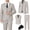 Beige, variant on Men's Suit Slim Fit 3 Pieces Suit Set, Business Casual Suits for Men Two Button Soild Jacket Vest Pants Set with Tie