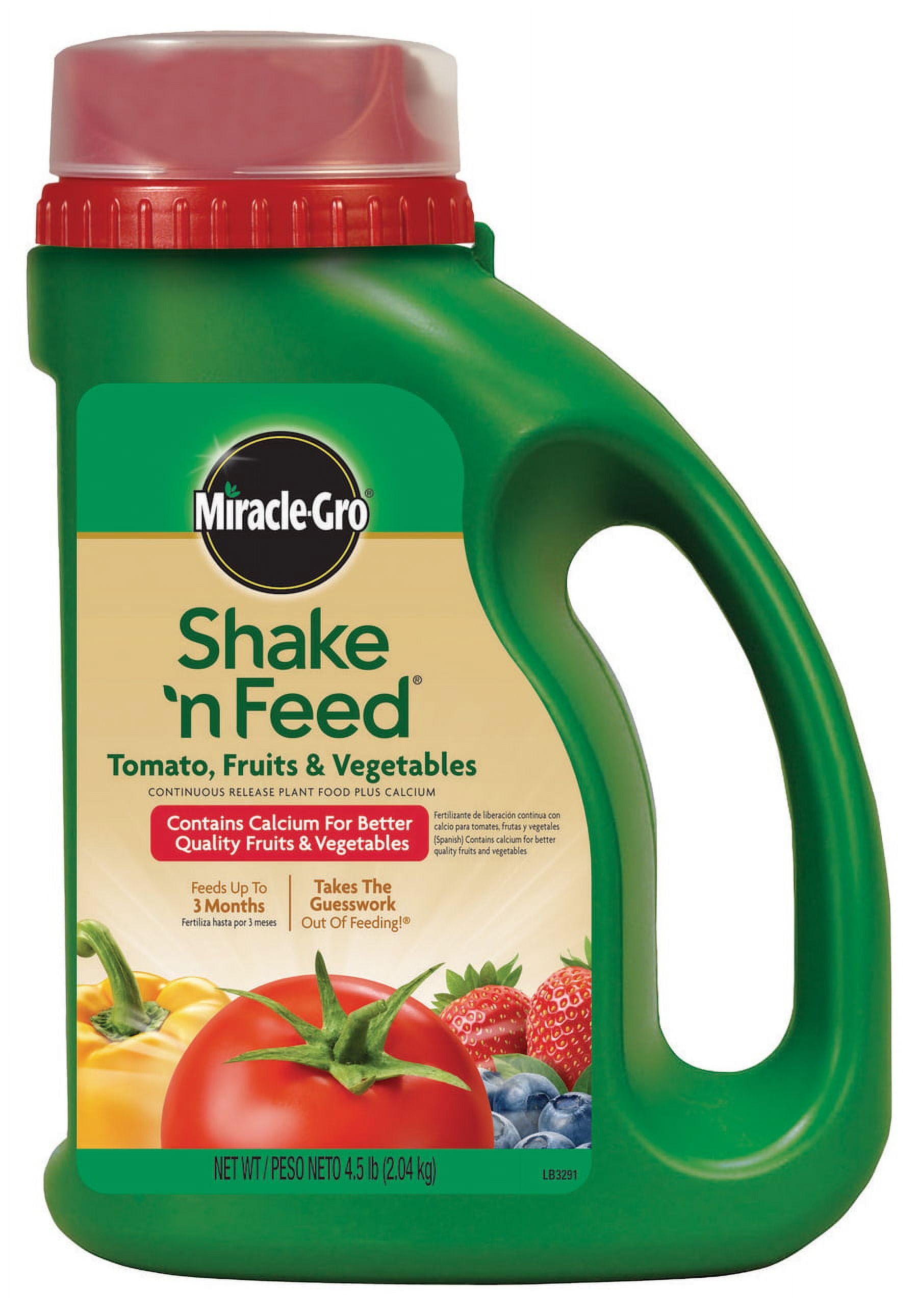 Miracle-Gro Shake 'n Feed Tomato, Fruits & Vegetables Continuous Release Plant Food Plus Calcium, 4.5 lbs