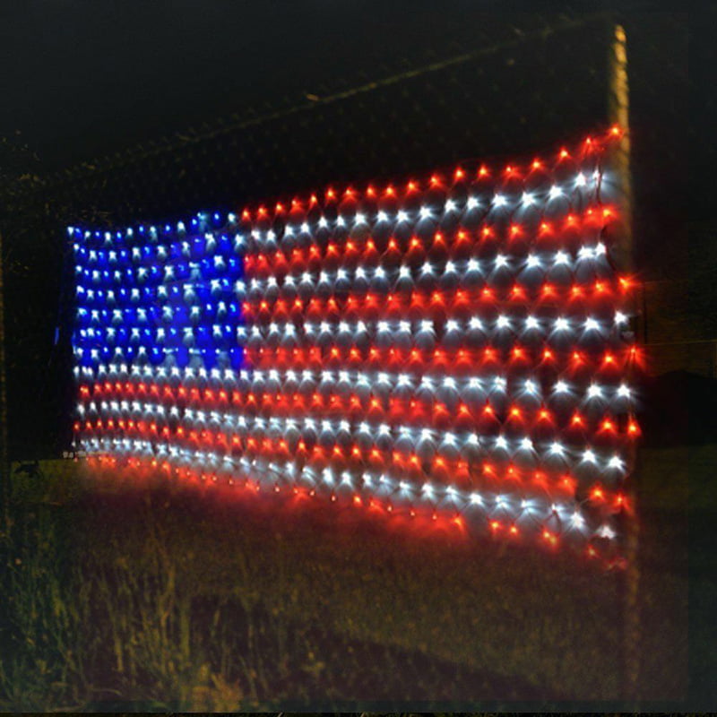 110V LED Flag Net Lights American Flag Lights For Festival Outdoor Indoor/ D9Y0 