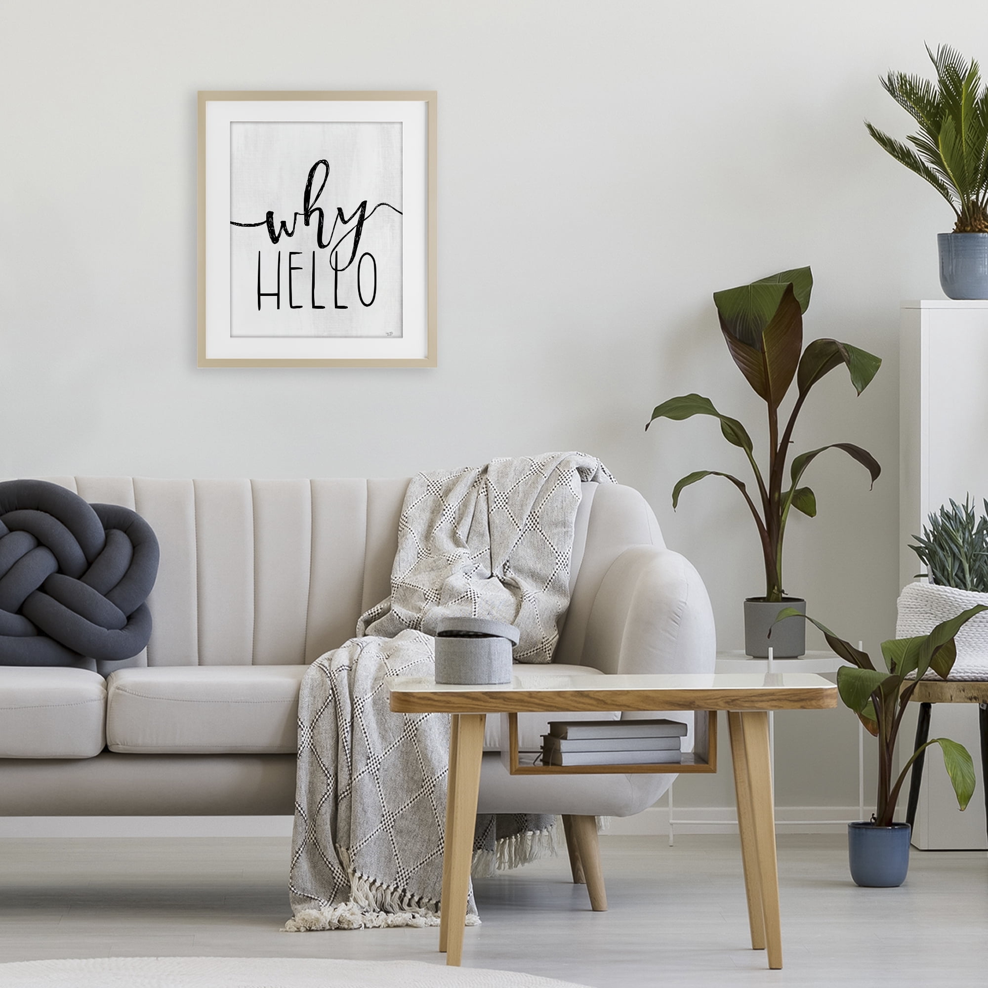 Stupell Industries Why Hello Typography Birch Framed Print Under Glass, design by Lux + Me Designs