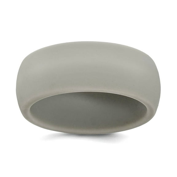 Silicone Light Grey 8.7mm Domed Band Size 9 Ring for Women and Men - 1.5 Grams