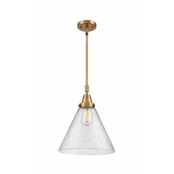 447-1S-BB-G44-L-Innovations Lighting-Cone - 1 Light Stem Hung Mini Pendant In Industrial Style-17.13 Inches Tall and 12 Inches Wide-Brushed Brass