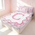 thumbnail image 3 of Erosebridal Letter C Zipper Twin Comforter Sets with Fitted Sheet and 2 Pillowcases, Princess Bowtie Zipper Bedding Set, Pink Reversible, Hot Pink, Pink Reversible, 3 of 7