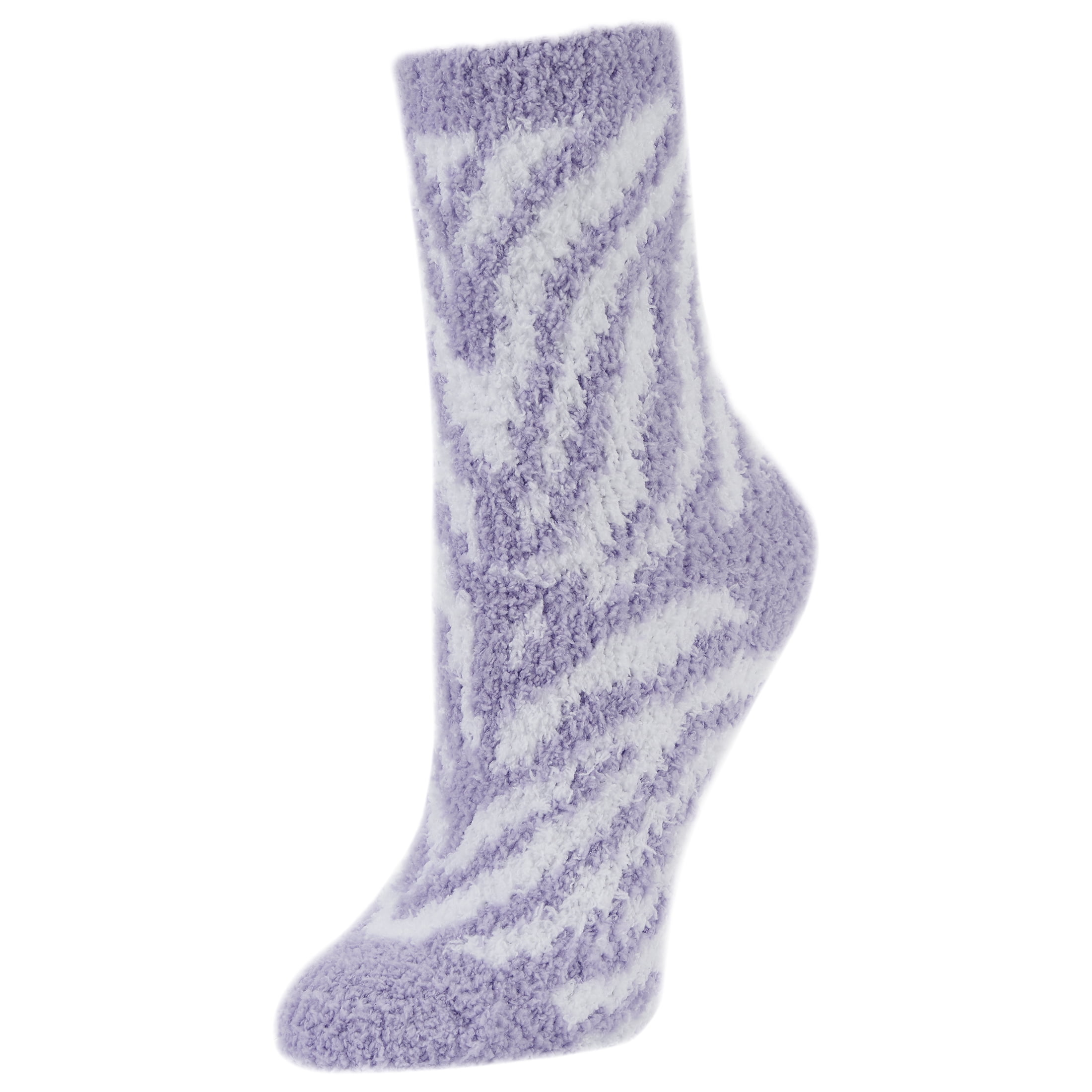Airplus Holiday Spa Crew Socks, Purple Zebra, Women's Medium 1 Pair Medium, 5-10