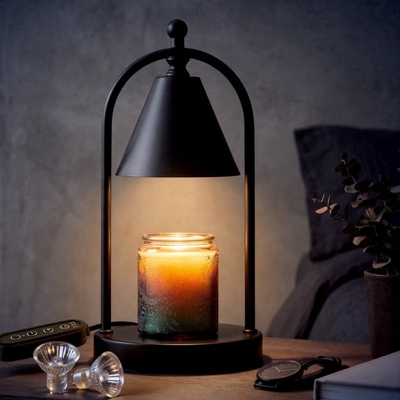 Candle Warmer Lamp with Timer, Dimmable Electric Glass Wax Melt Warmer for Bedroom and Home Decor, 2 Bulbs Included