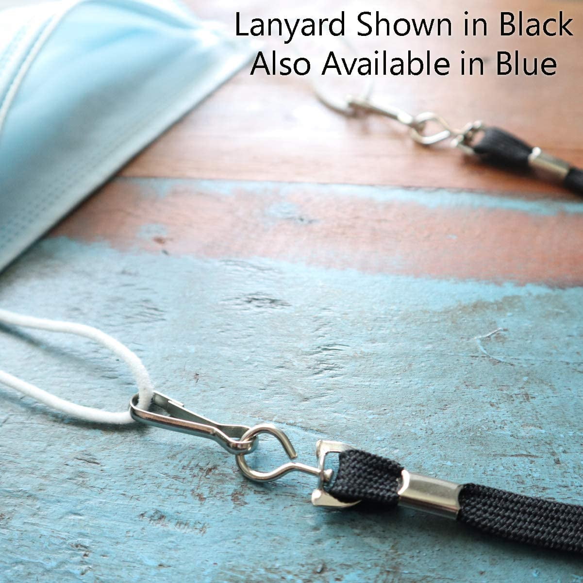 5 Pack -Face Mask Lanyards - Small Size with Safety Breakaway Clasp - Ear Saver Holder with Swivel J Clips - Short 12.5" Length by Specialist ID (Black)