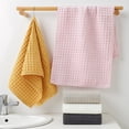 thumbnail image 5 of REGALWOVEN Cotton Home Soft Absorbent Hand Towels 14" x 32", Waffle Weave Towel Sets for Bathroom Pink 4, 5 of 7
