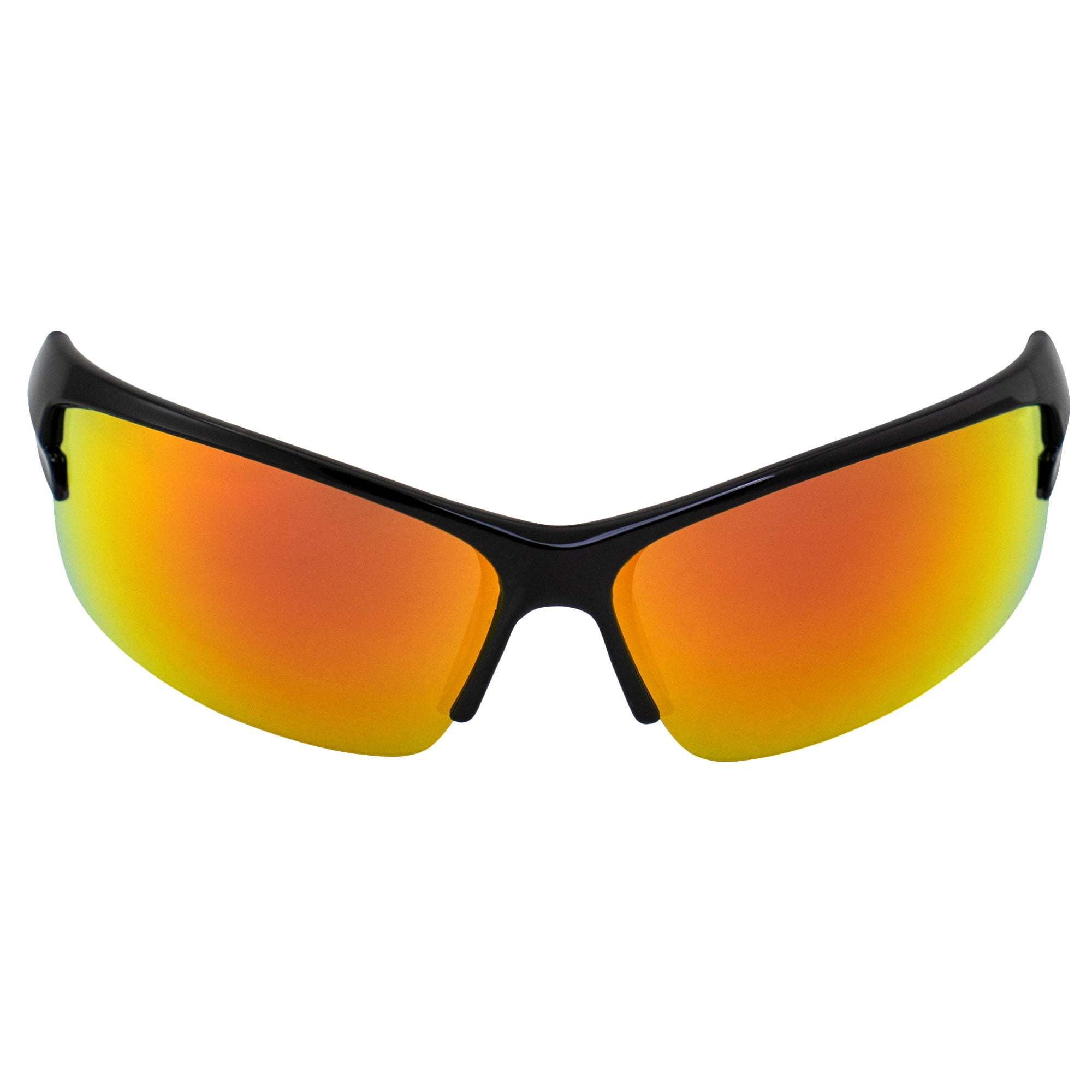 Cliff Weil Optic Edge Breakaway Wraparound Sports Motorcycle Sunglasses for Men or Women Semi Rimless Gloss Black Frame w Dielectric Orange Mirror Lens Walmart Business Supplies