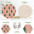 thumbnail image 5 of 6 Pcs Drink Coasters with Holder 3.94in Woven Coasters for Drinks Green Trees and Red Bows Coaster Set for Protection Table, 5 of 7