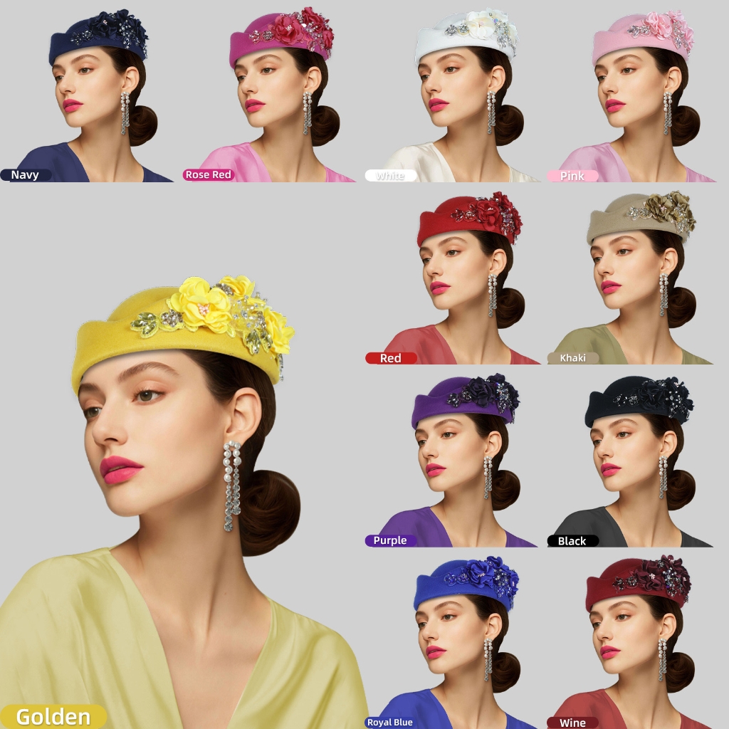 lanema Elegant Embroidered Beret Hat Classical British Adjustable Circumference 11 Stylish Colors For Daily Wear
