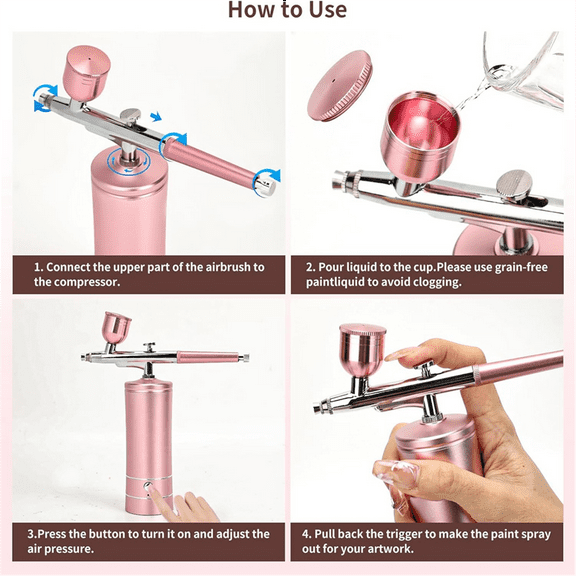 Upgraded Airbrush Set with Air Compressor Cordless Automatic Airbrush Set Handheld Rechargeable AirBrush for Makeup C