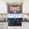 thumbnail image 5 of Yayeee Kitchen Curtains Tier Pair Light Filtering 27"x24" Rod Pocket Short Cafe Window Panel, Vibrant Pink Floral Pattern, 5 of 7