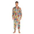 thumbnail image 3 of FORMRS Onesies Pajama for Adults Unisex Hoodie Winter Jumpsuit One Piece Sleepwear, Sizes S-2XL, Vibrant Flowers Pattern, 3 of 7