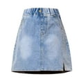 thumbnail image 4 of KAUOD Girl’s Midi Knee Length Denim Skirts with Pockets Elastic High Waist Casual A Line Jean Dress Classic Streetwear, 4 of 8