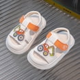 thumbnail image 2 of GiLiling Toddler Closed-Toe Sandals, Cute Colorful Appliqué Hook-and-Loop T-Strap, Soft Non-Slip PU Sandals for Summer Play (White, 3.5-4 Years), 2 of 5