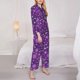 thumbnail image 3 of Fotbe Purple Snowflakes Conjunto de Pijama de Manga Larga para Mujer con Estampado, Ropa de Dormir de 2 Piezas, Conjunto de Casa Suave y Cómodo con Bolsillos-Medium, 3 of 7