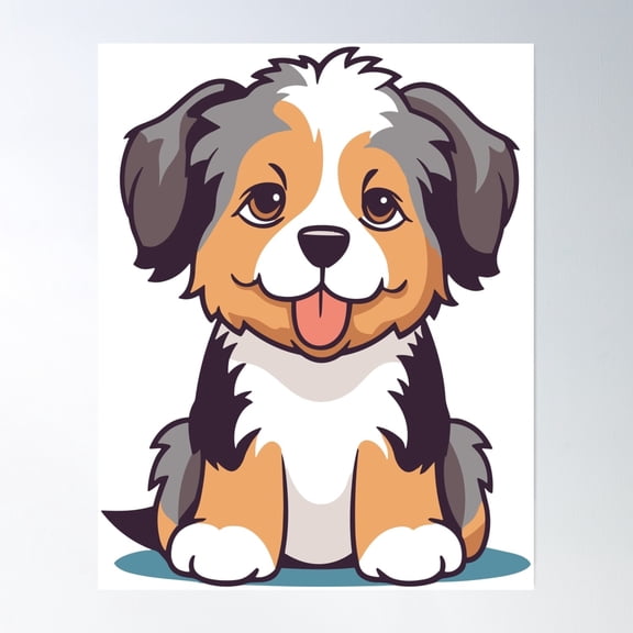 Cute Bernese Mountain Dog Puppy Poster Wall Art, Modern Wall Decor, 8x12 UNFRAMED