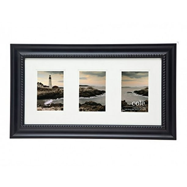 Collage Picture Frame 3 Opening Matted 4x6/5x7 Black Bead