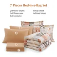 thumbnail image 2 of Amberspace Plaid Design 7-piece Bed in a Bag Comforter Set with Sheets,Beige Brown,Queen, 2 of 8